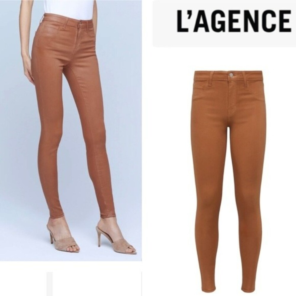 L’AGENCE Marguerite Huselnut Coated High Rise Skinny Jean Size 31 - Picture 2 of 13